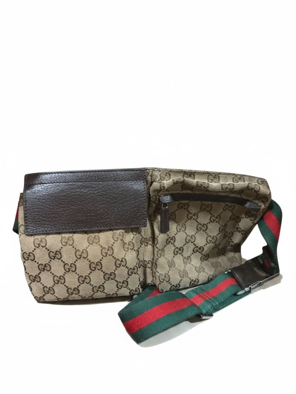 Gucci Vintage GG Canvas Web Double Pocket Belt Bag 28566